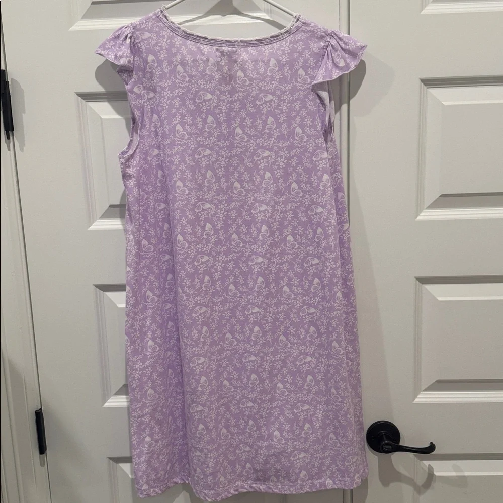 Sophia René Rofé Lavender Floral and Butterfly Short Nightgown Dress Size Medium
